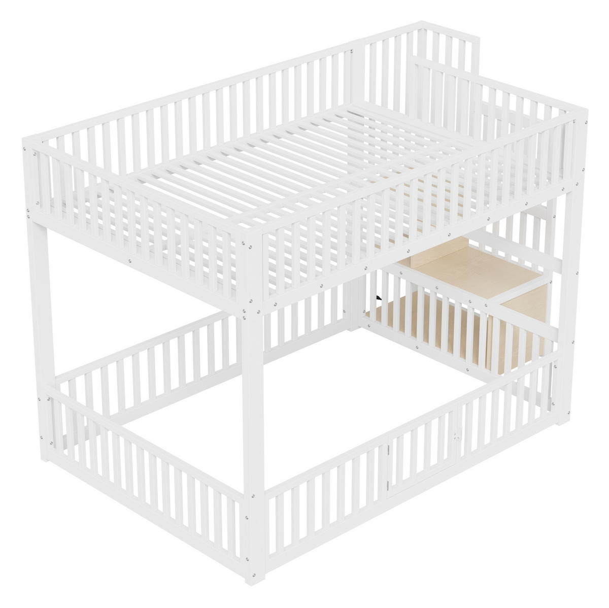ETAGENBETT 140/200 cm weiß aus Metall und MDF mit LED - Weiß, Holzwerkstoff (140/200cm) - OKWISH