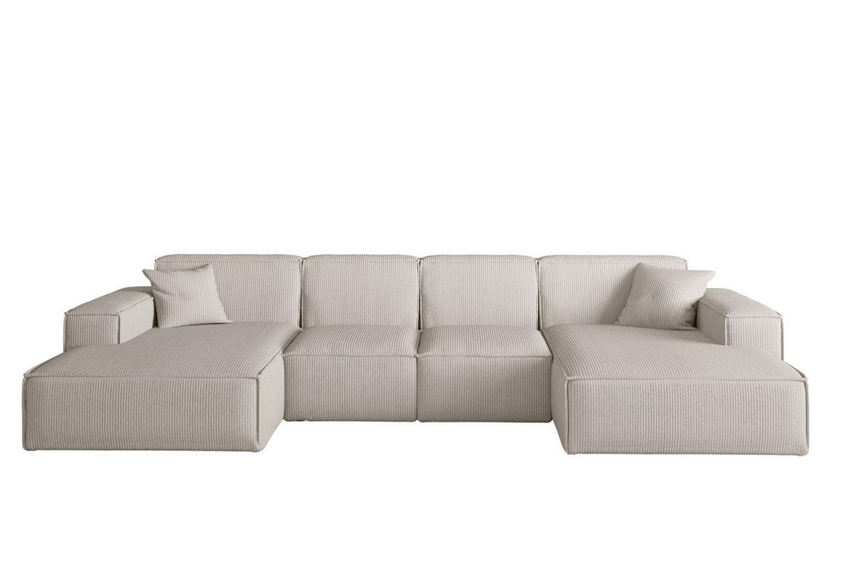 WOHNLANDSCHAFT Celes Premium Xs Scala - Beige, Holzwerkstoff/Textil (342/73/165cm) - Fun Möbel