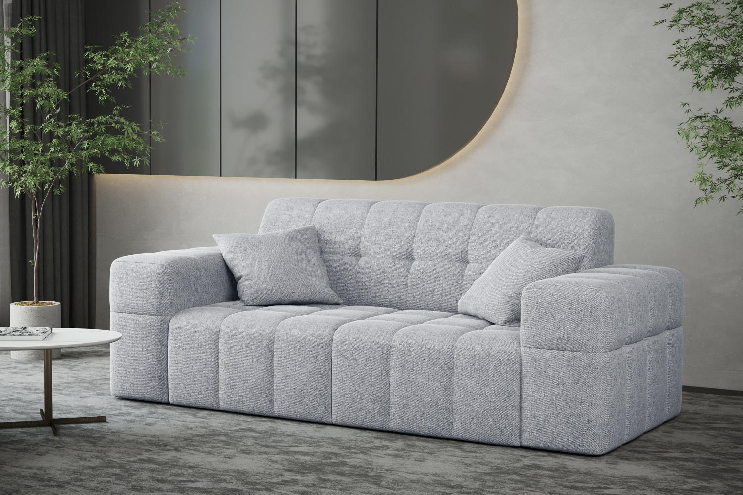 SOFA 2-sitzer Couch serie NIMES Stoff Verita Grau - Grau, Holz (183/82/92cm) - Kaiser Möbel