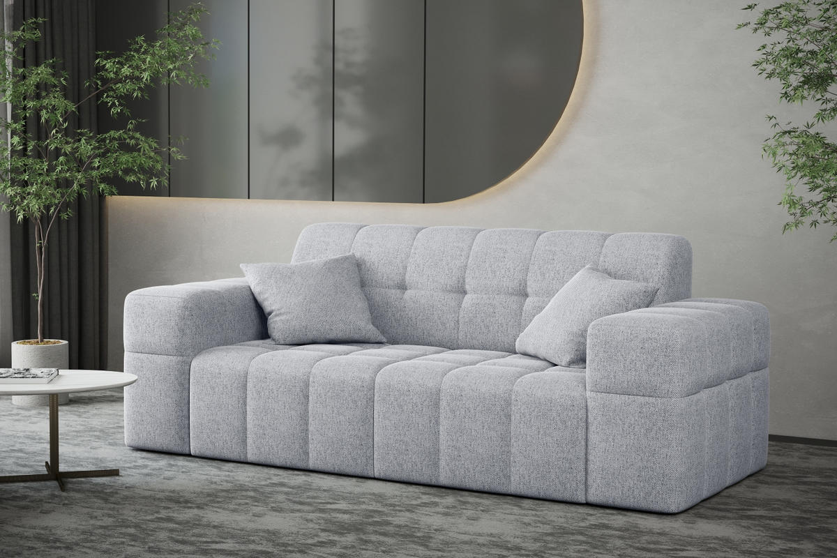 SOFA 2-sitzer Couch serie NIMES Stoff Verita Grau - Grau, Holz (183/82/92cm) - Kaiser Möbel
