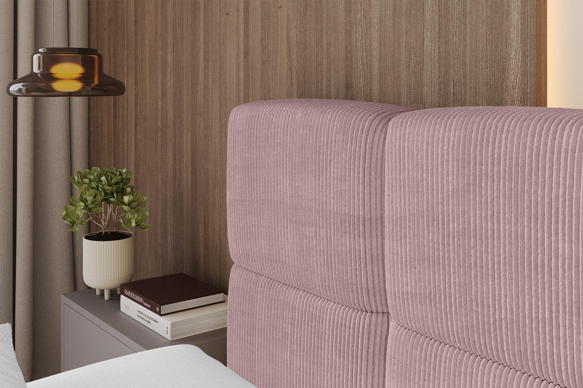 POLSTERBETT mit Bettkasten und Lattenrost, Bett mit Kopfteil, Boxbett ohne Matratze, Doppelbett mit Stauraum - NATA-Z 120x200 Rosa - Rosa, Holzwerkstoff/Textil (120/200cm) - ALTDECOR