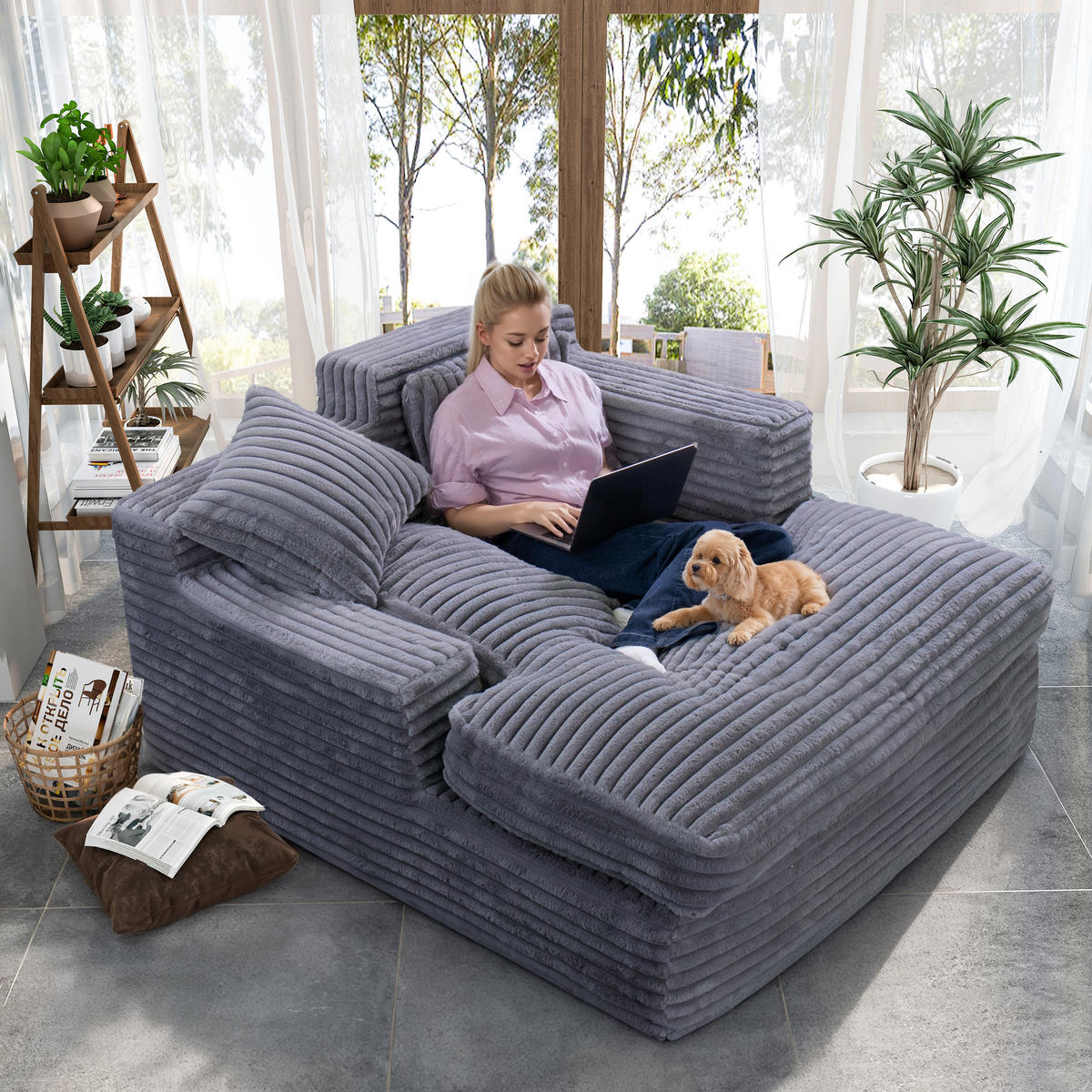 CHAISELONGUE Polstersofa Grau 87 - Grau, Textil (135/80/152cm) - Vercart