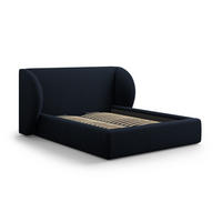 BETT mit Bettkasten und Kopfteil Miley aus Samt dunkelblau 200x200cm - Dunkelblau, Textil (200/200cm) - Micadoni