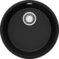 SPÜLBECKEN RUND Valletta Slim, 2-er set Schwarz 46/46 cm 1 Becken + Ablauf-Set ab 50er Unterschrank - Chromfarben/Schwarz, Kunststoff (46/20/46cm) - Primagran