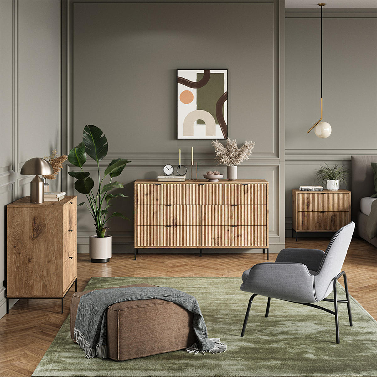 KOMMODE Eliza Viking Oak 120 x 81.2 cm mit 2 Schubladen und 2 Türen - Eichefarben, Holzwerkstoff (120/81.2/40cm) - Vicco
