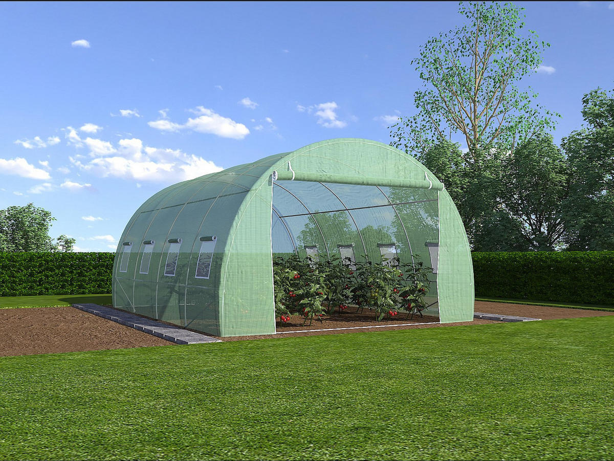 FOLIENGEWÄCHSHAUS - 400cm x 300cm - Polyethylen - grün - IPOMEA - Grün, Kunststoff (400/200/300cm) - Vente-Unique