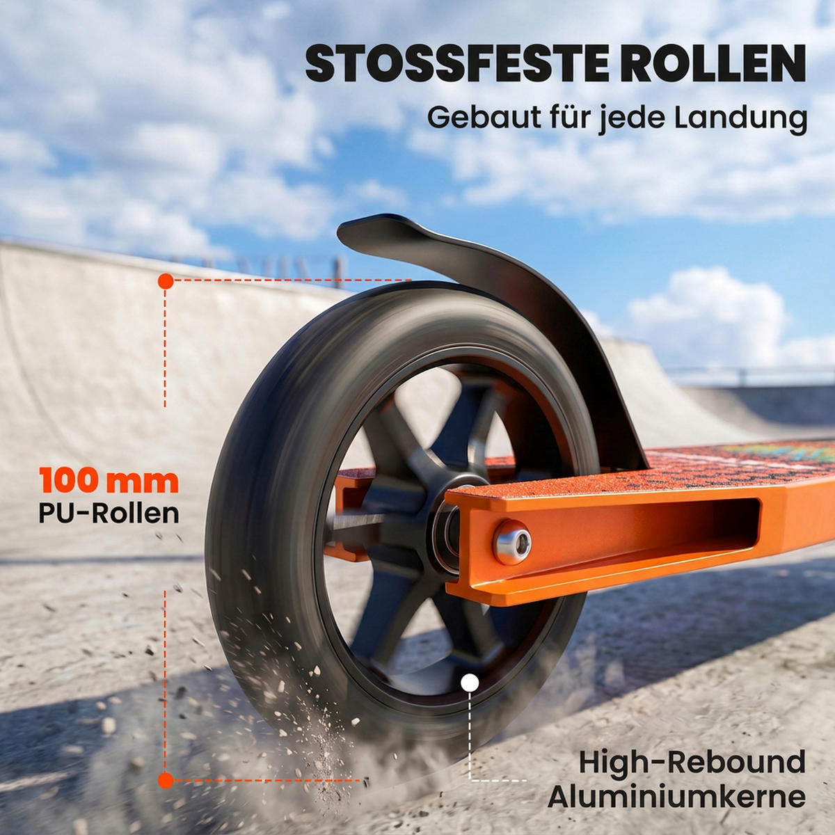 STUNTSCOOTER Aluminium Stahl Orange - Orange, Metall (65/48/82cm) - SPORTNOW