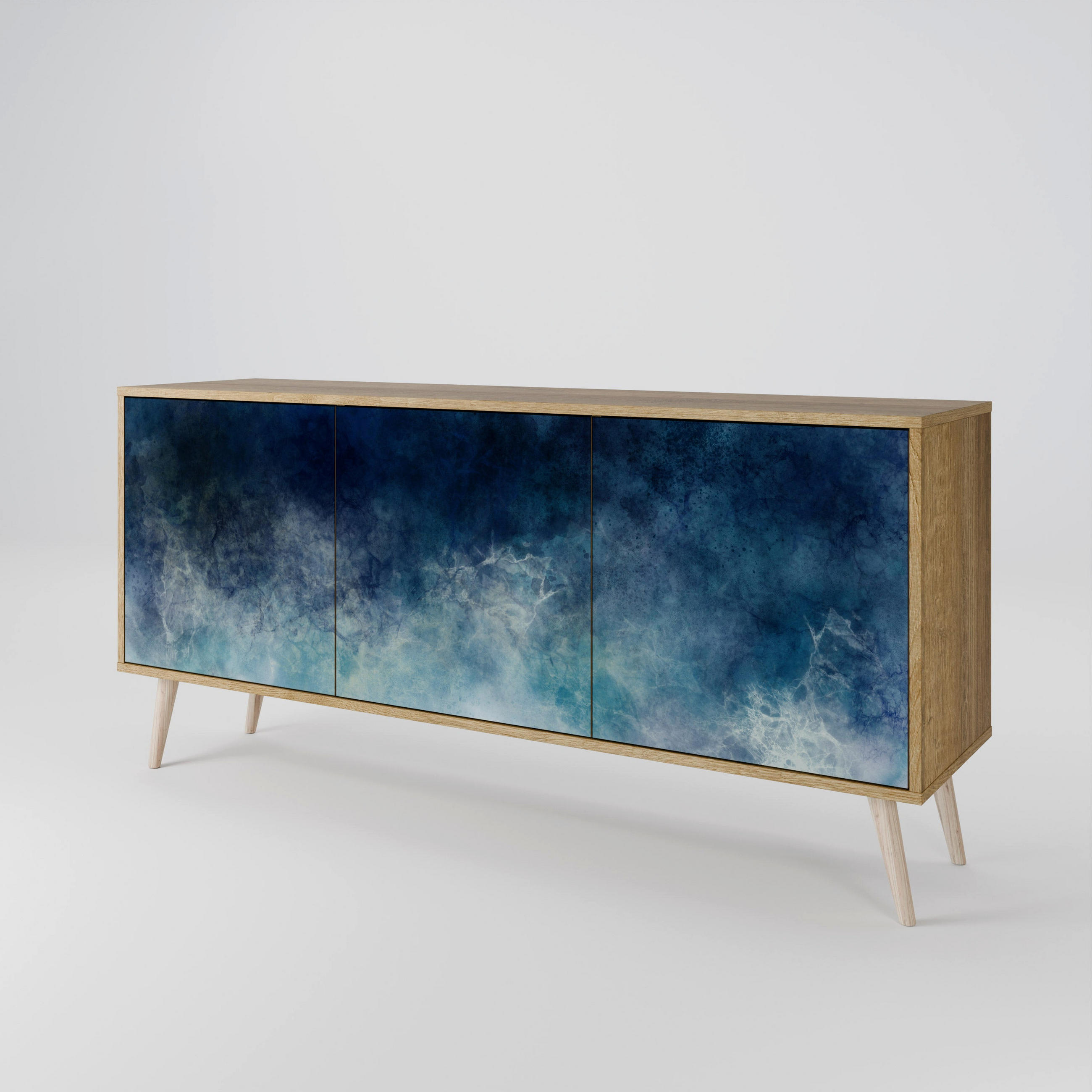 SIDEBOARD CELESTIAL FALL, Eicheneffekt, 164,5x42x77,5 cm, 3 Türen - Eichefarben/Buchefarben, Holzwerkstoff/Buchenholz (164.5/77.5/42cm) - SpaceRebels