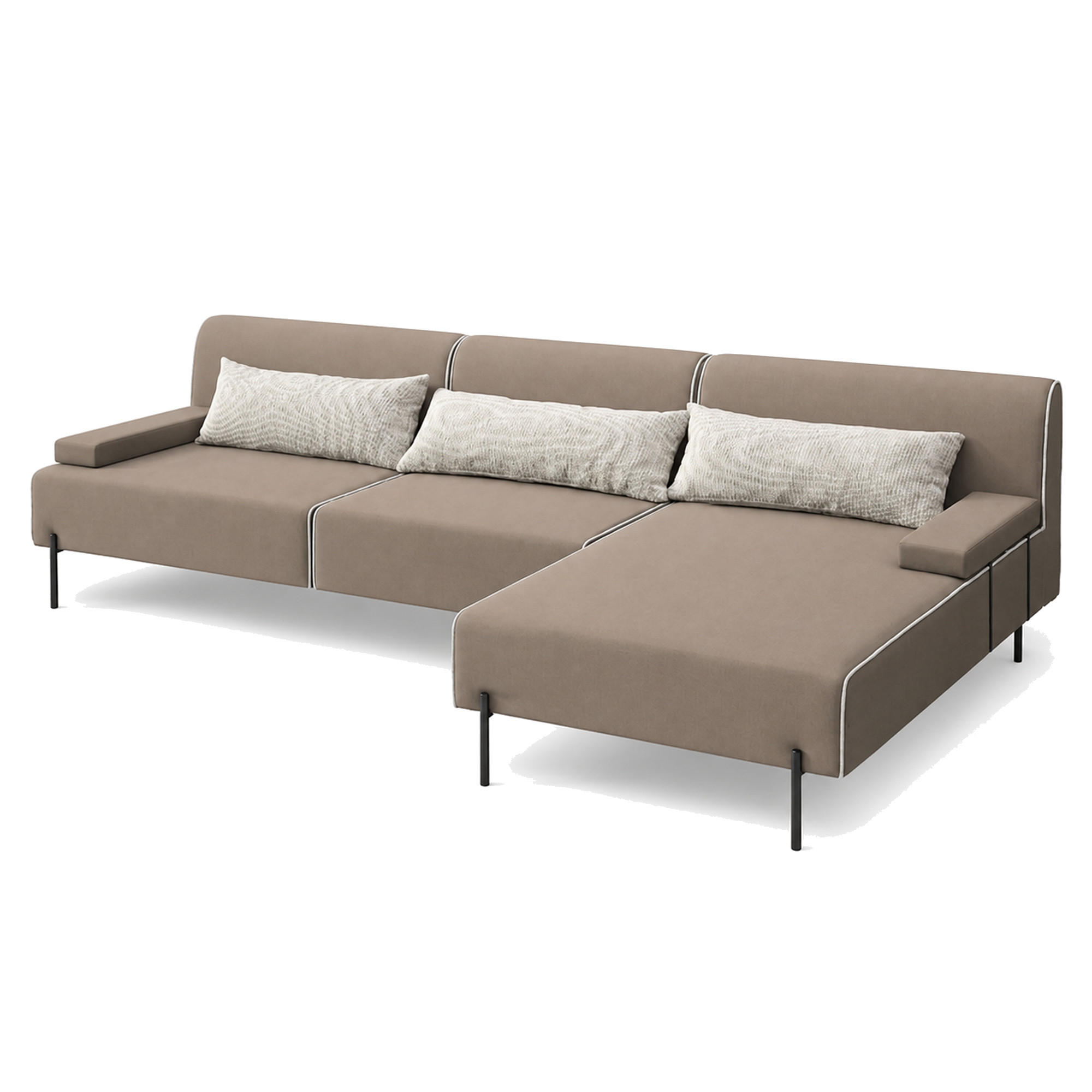GARTENSOFA BORNEO S Wetterfest 300x170x86 cm, Rechts, Solide Konstruktion, HR-Schaumfüllung, Wetterfeste Bezugstoff, Beige - Beige, Holz/Metall (300/86/170cm) - Trada