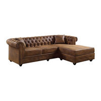 CHESTERFIELD Ecksofa - Microfaser Vintage Look - Braun - TOLEDO - Braun, Textil (163/228cm) - Vente-Unique