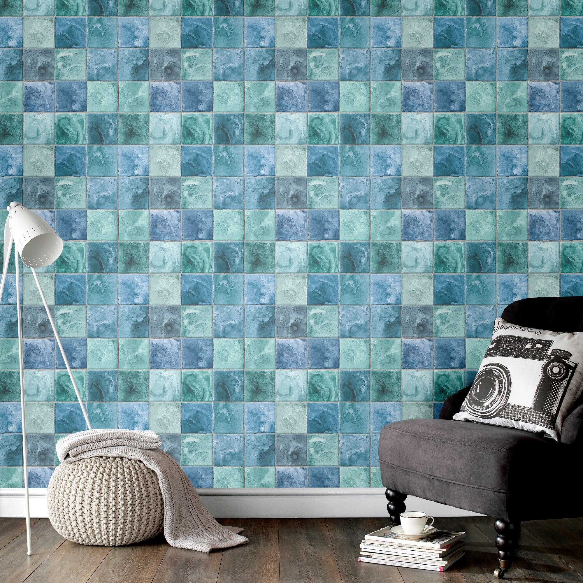 VLIESTAPETE Levi - Blau/Grün, Papier/Kunststoff (52/1000cm) - Superfresco Easy