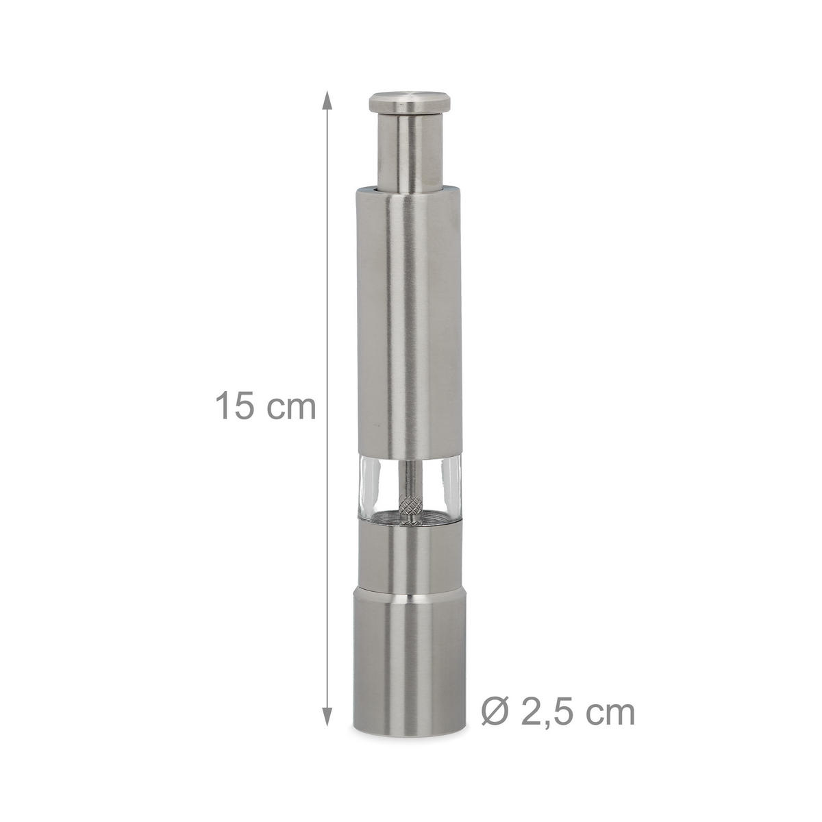 2xPFEFFERMÜHLE - Silberfarben, Metall (2.5/15/2.5cm) - Relaxdays