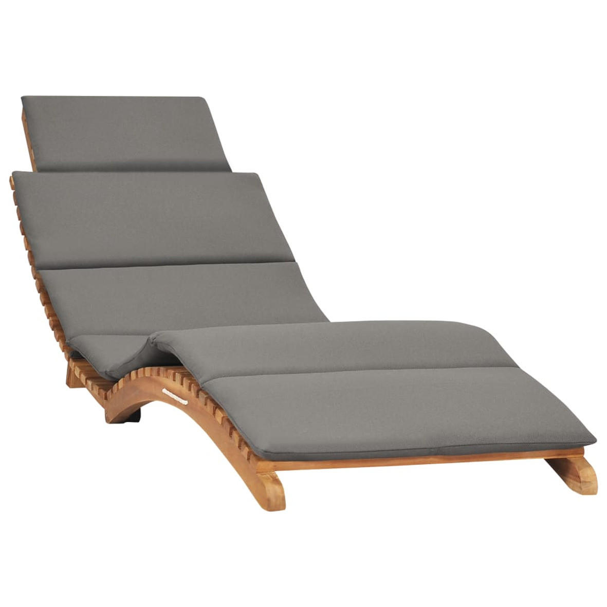 KLAPPBARE SONNENLIEGE MIT DUNKELGRAUER AUFLAGE MASSIVHOLZ TEAK - Dunkelgrau, Holz/Textil (50/55/175cm) - vidaXL