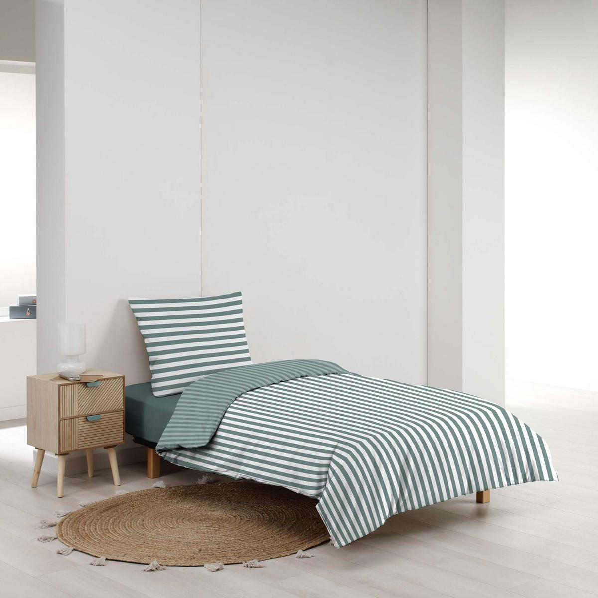 BETTWÄSCHE-SET mit Aufdruck Rayan 140/200 cm - Grün, Textil (200/140cm) - Douceur d´intérieur