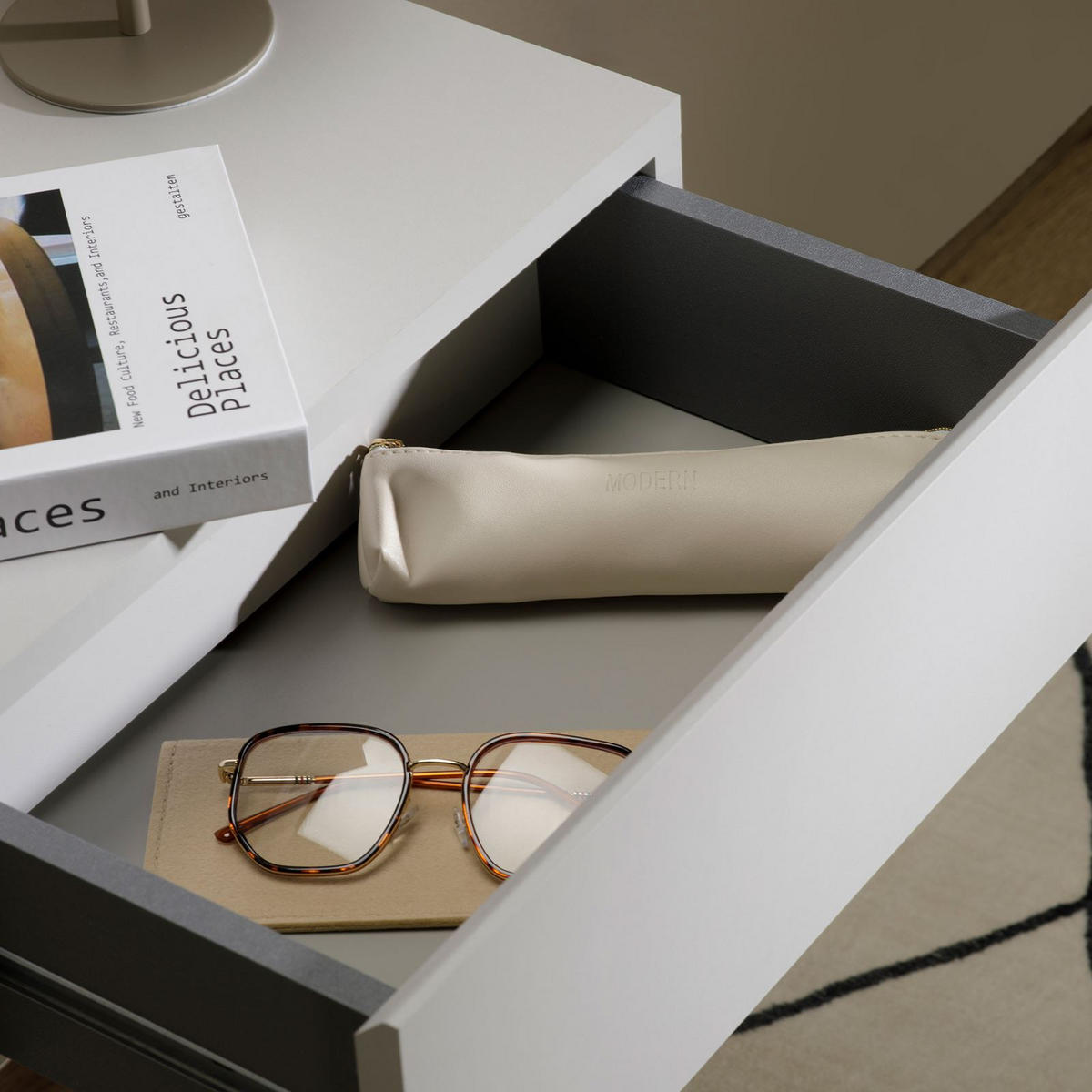 NACHTTISCH ANNE hängend - Hellgrau, Holzwerkstoff (42/14/30cm) - CARO-Möbel