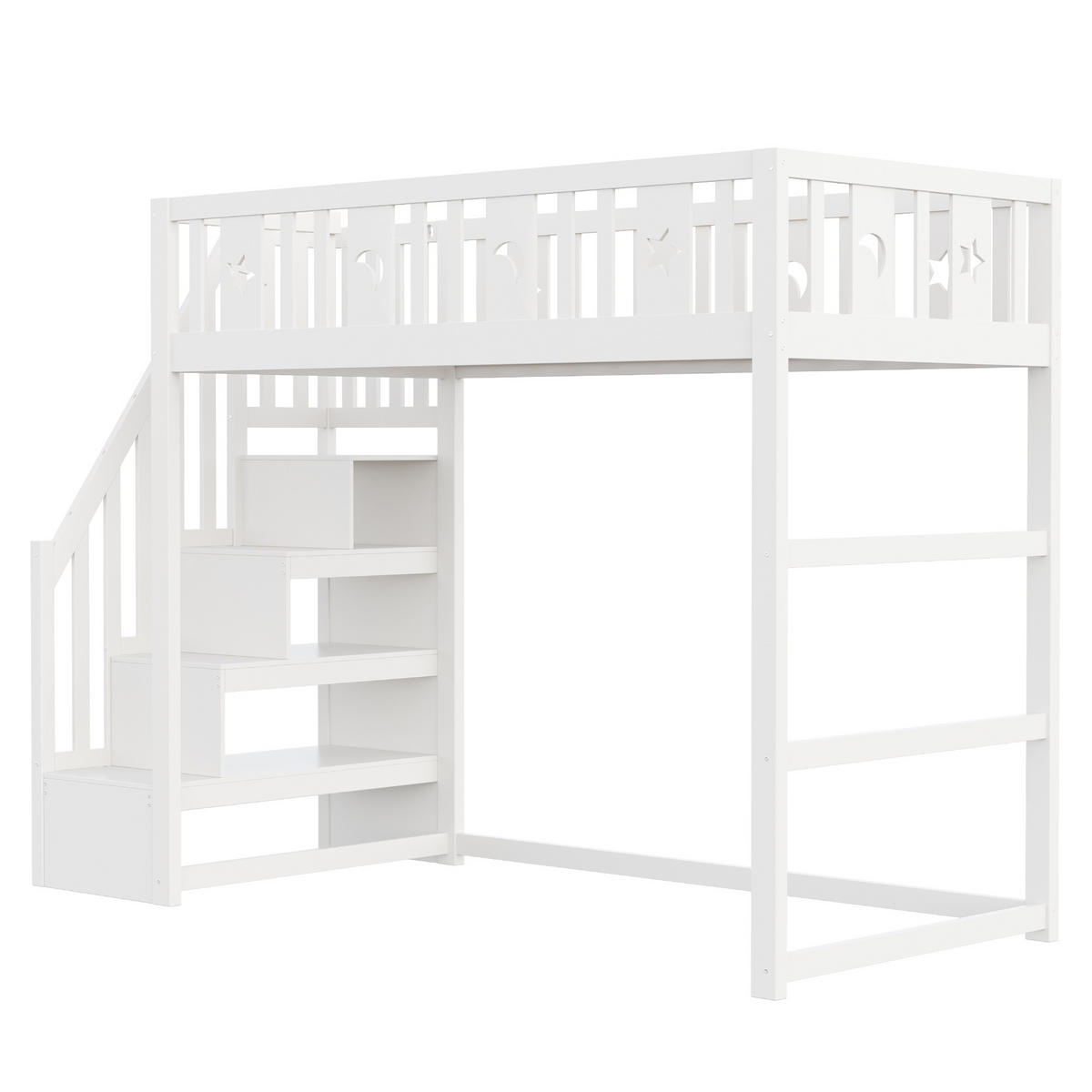 ETAGENBETT Massivholz 90/200 cm Weiß - Weiß, Holz - Raumix