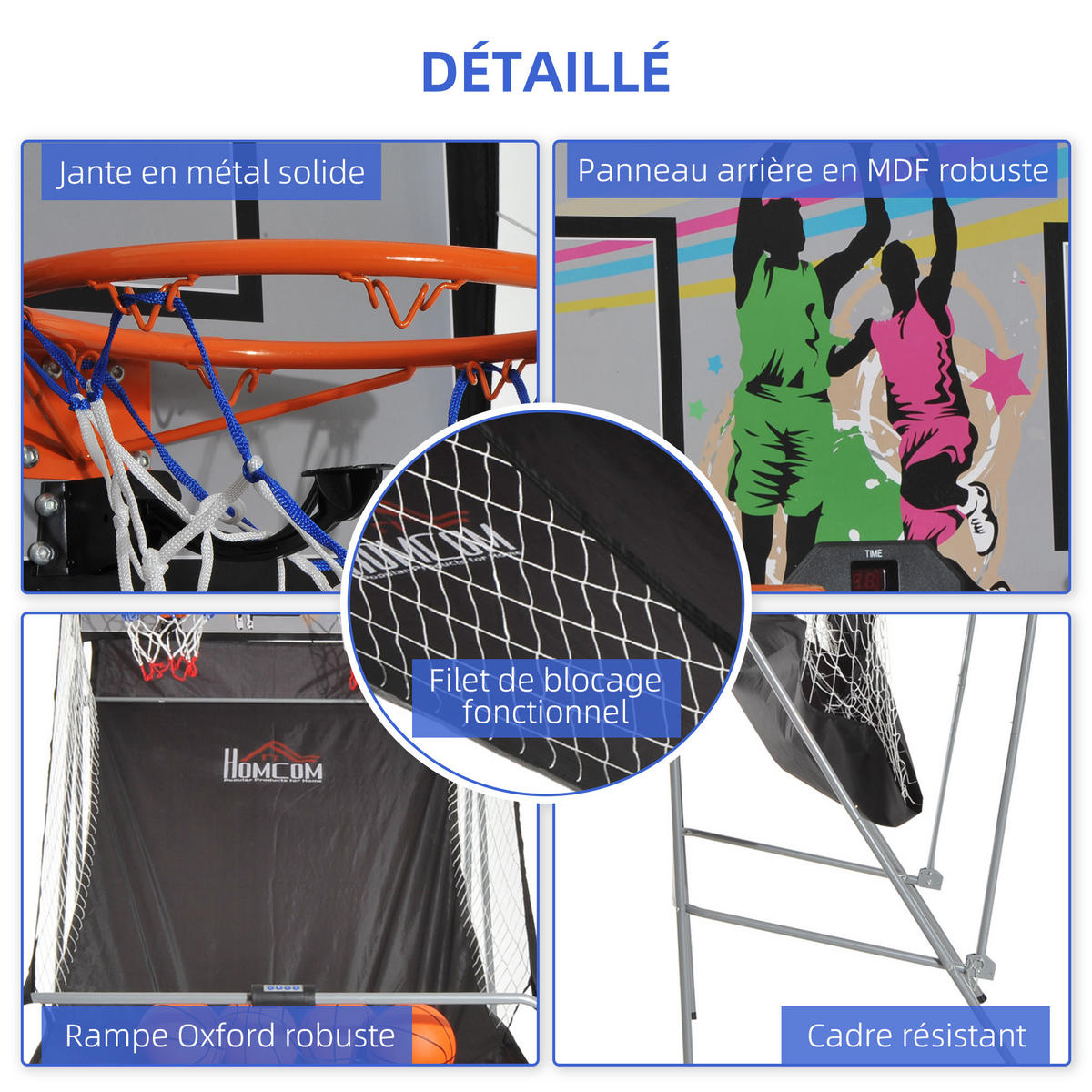 BASKETBALL-ARCADE DE-18659 klappbar, 2 Körbe, 8 Spielmodi Schwarz/Weiß - Schwarz, Holzwerkstoff (110/205cm) - ComfortXL