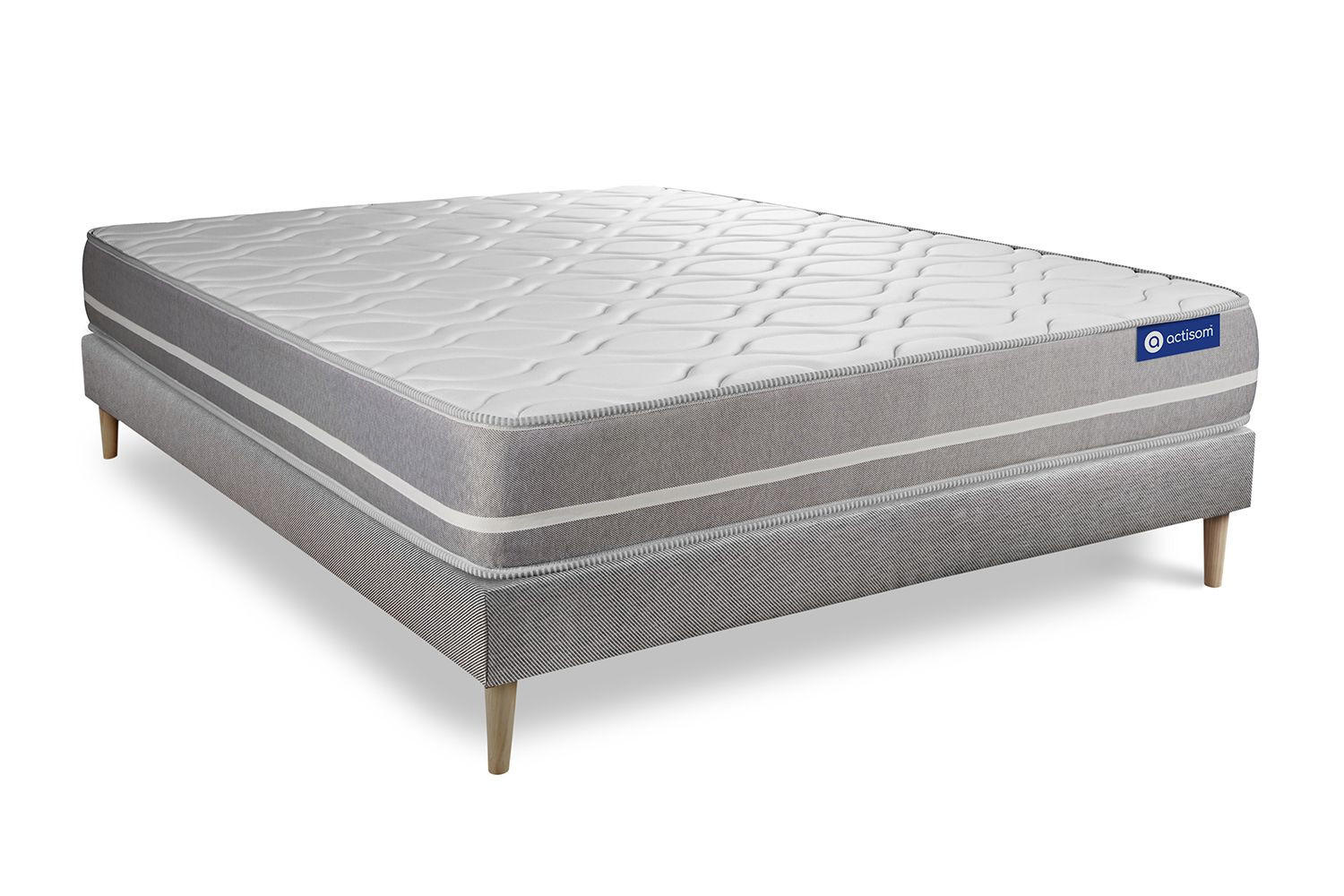 BETT Actimemo touch Memory-Schaum 135 x 200 cm h1 - Kit Bettgestell Grau - Beige/Grau, Holz (135/200cm) - ACTISOM