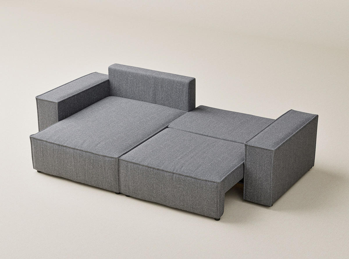 ECKSOFA MIT SCHLAFFUNKTION Zaya Grau Webstoff - Schwarz/Grau, Holz/Holzwerkstoff (255/148cm) - Maison de Reve