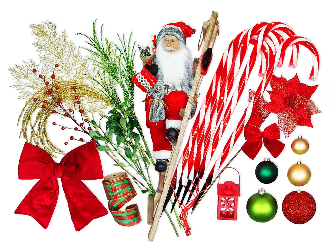 LAALU CHRISTBAUMKUGEL-SET 169 Stück in Box SANTA CLAUS für Weihnachtsbaum 240-270 cm - Rot/Goldfarben, Kunststoff/Textil (55/50/75cm) - LAALU