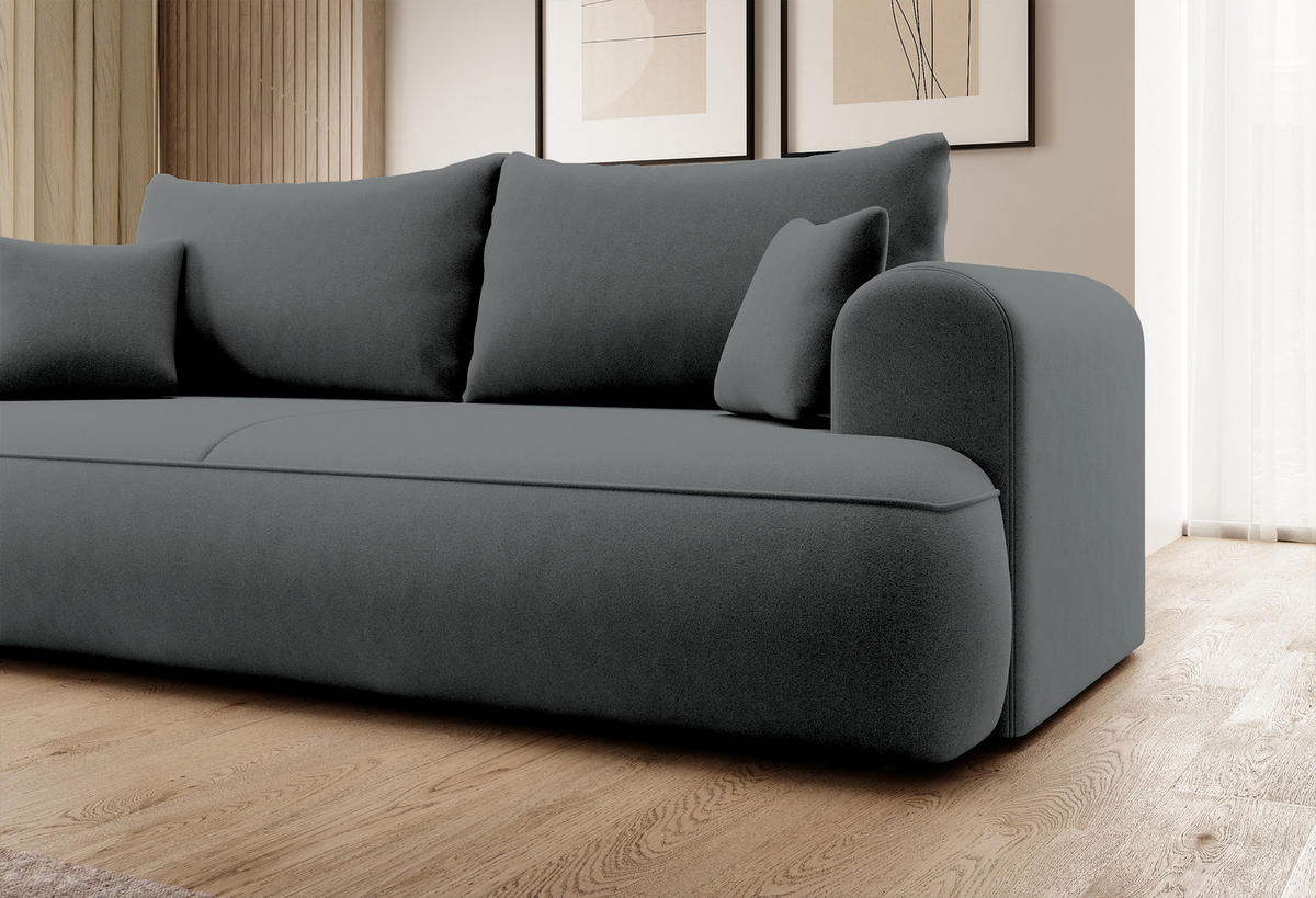 SCHLAFSOFA Ovo Dunkelgrau Velours - Dunkelgrau, Textil (250/103/110cm) - Selsey