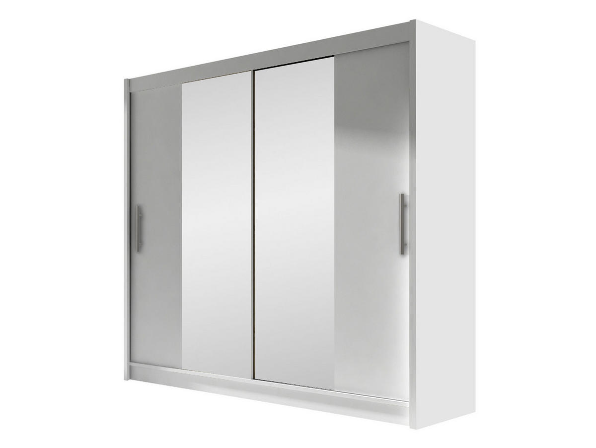 KLEIDERSCHRANK London II - Silberfarben/Weiß, Holzwerkstoff/Kunststoff (180/215/58cm) - MIRJAN24