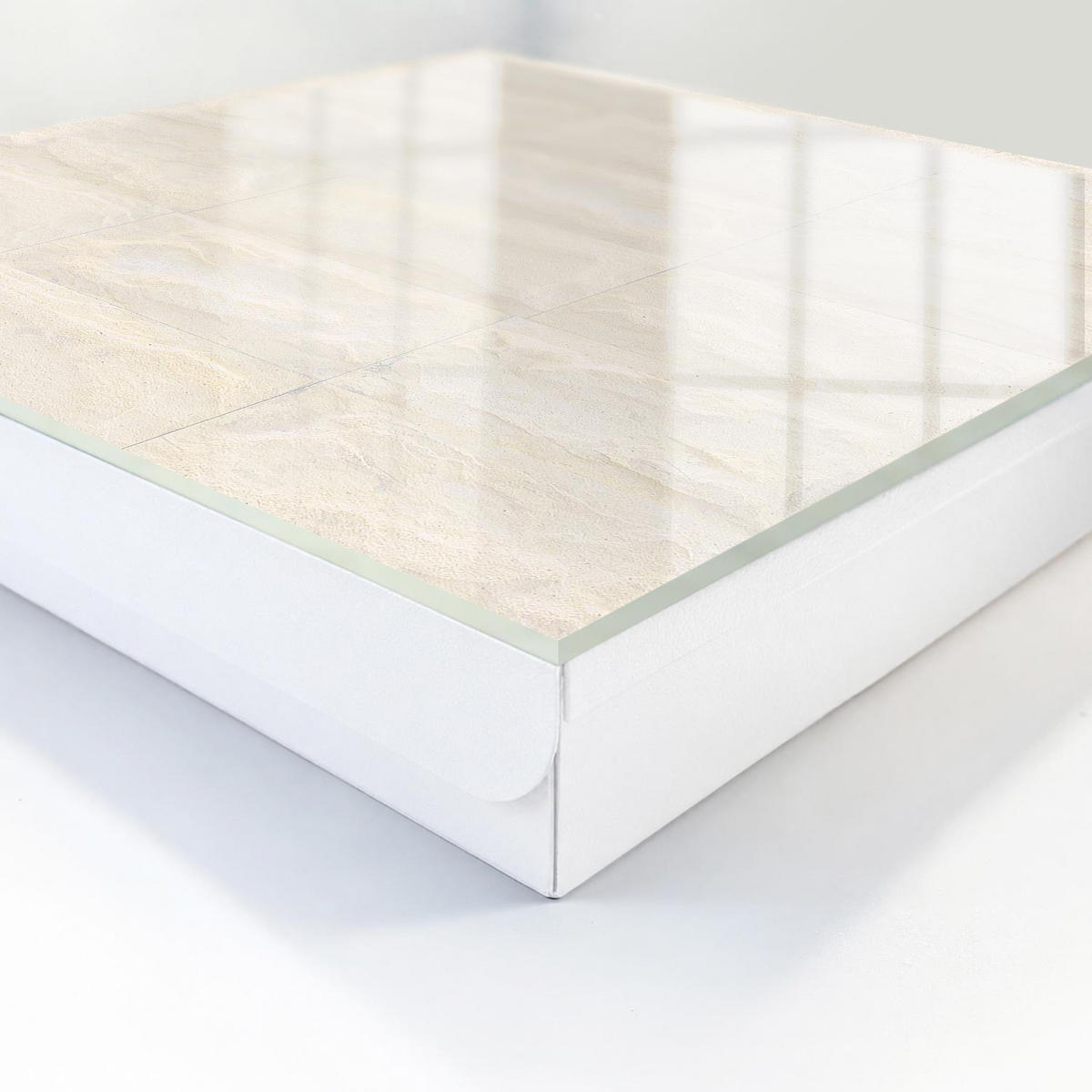 SCHLÜSSELBOX Weiß 30x30 cm – Türöffnung nach rechts - Cremefarbener Stein - Creme, Metall (30/30/5cm) - TULUP
