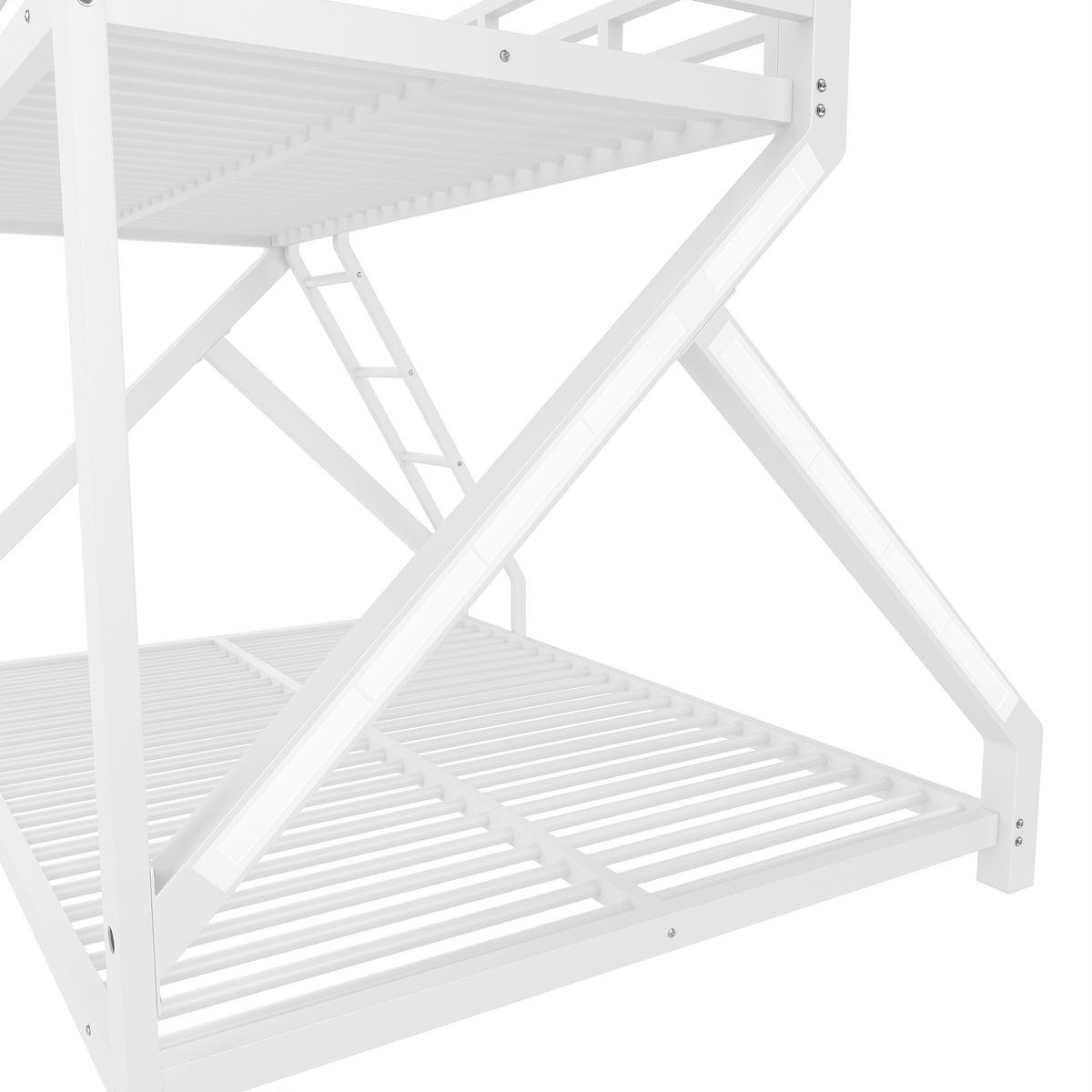 ETAGENBETT 90x200cm + 140x200cm Weiß Metall LED-Licht - Weiß, Metall (140/200cm) - FLIEKS