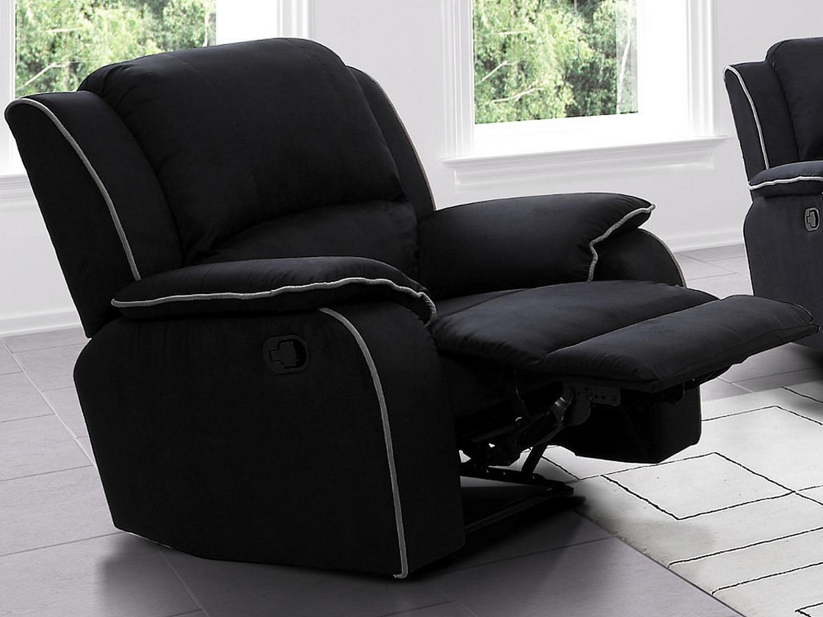 RELAXSESSEL - 1 Person - Stoff, Stoff - Schwarz - - Schwarz, Textil (100/99/96cm) - Vente-Unique