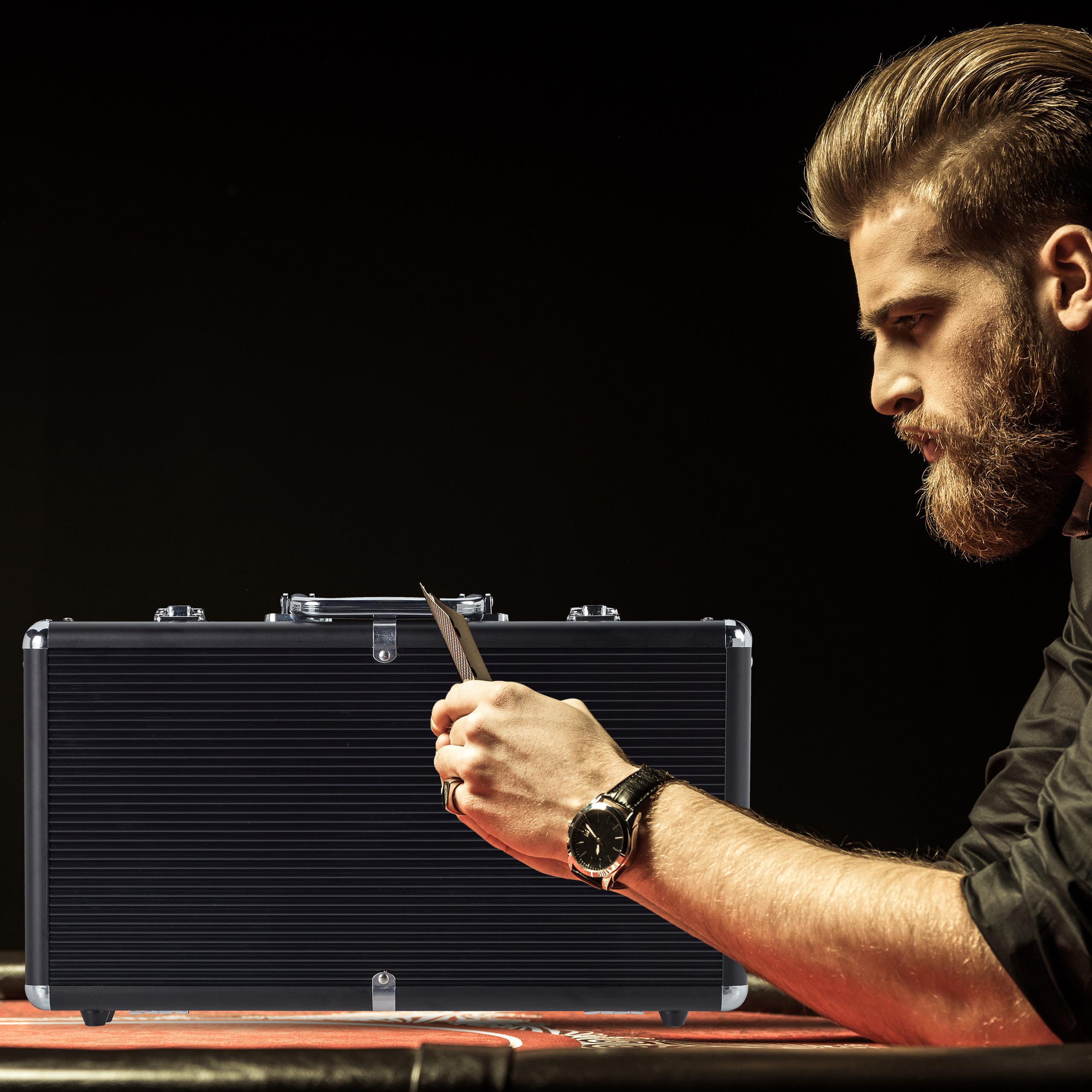 POKERKOFFER - Schwarz, Kunststoff/Metall (39/6.5cm) - Relaxdays