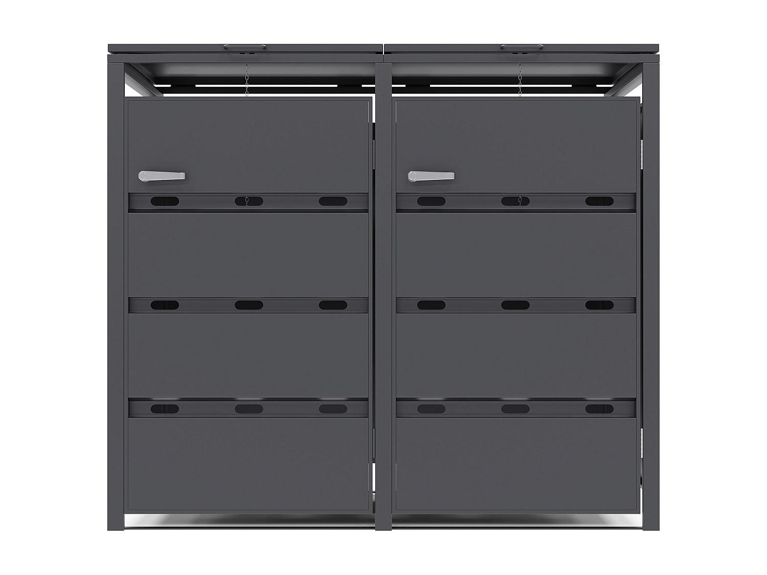 MÜLLTONNENBOX - 120cm x 76cm - Stahl - anthrazitgrau - LOKAFA - Anthrazit, Metall (120/104/76cm) - Vente-Unique