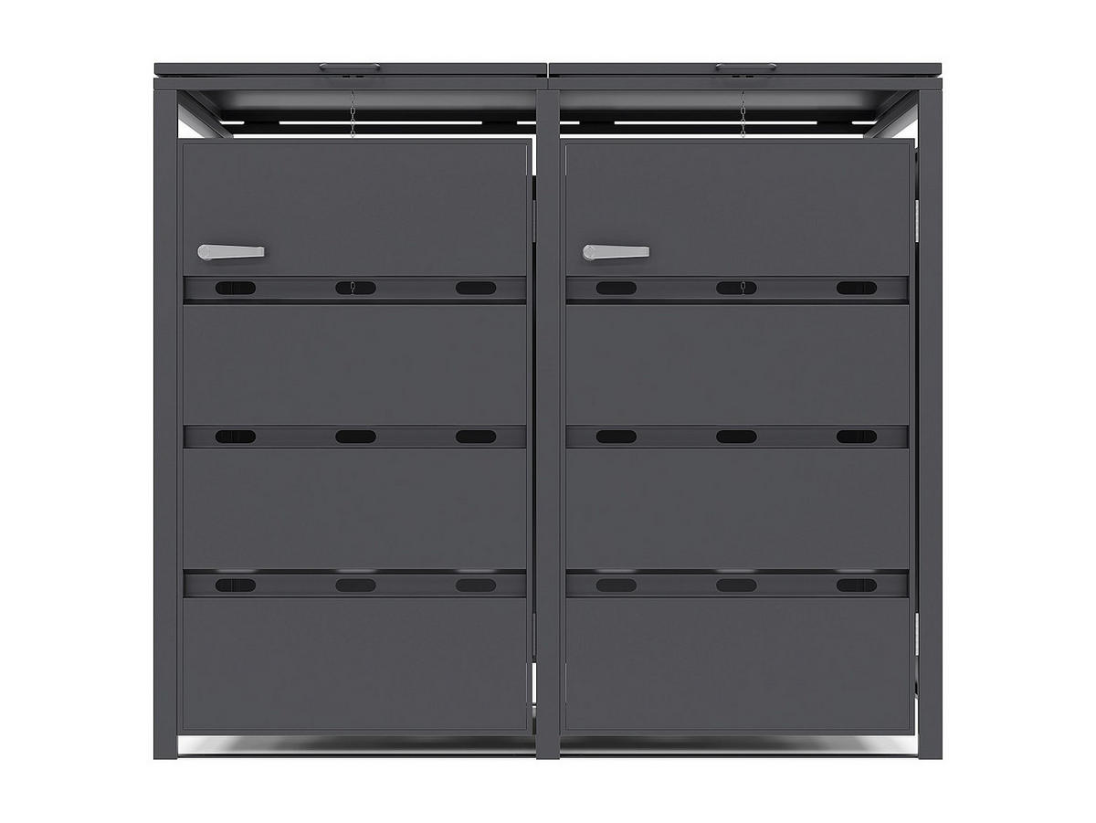 MÜLLTONNENBOX - 120cm x 76cm - Stahl - anthrazitgrau - LOKAFA - Anthrazit, Metall (120/104/76cm) - Vente-Unique