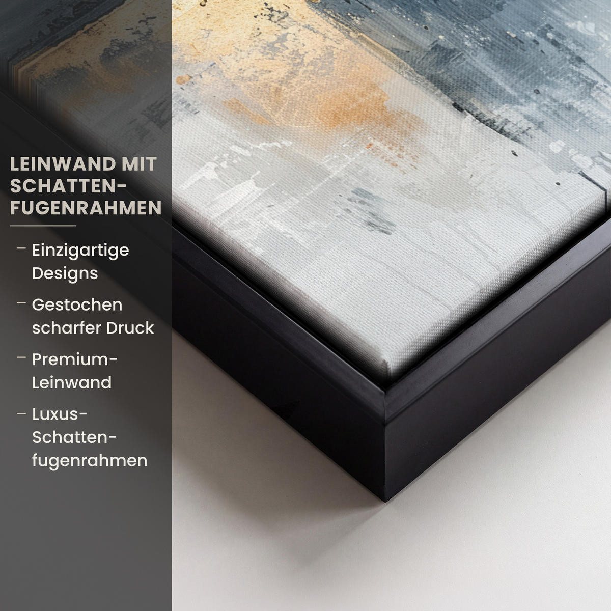 LEINWAND Bilder mit Rahmen - Kunst - Grau - Gold - Abstrakt - 20x30 - Dunkelgrau, Textil (20/30cm) - MuchoWow