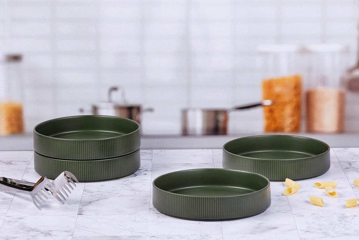 SUPPENTELLER Scandi Ø21,5cm - 4er-Set - Olive - Grün, Keramik (21.5cm) - Björn