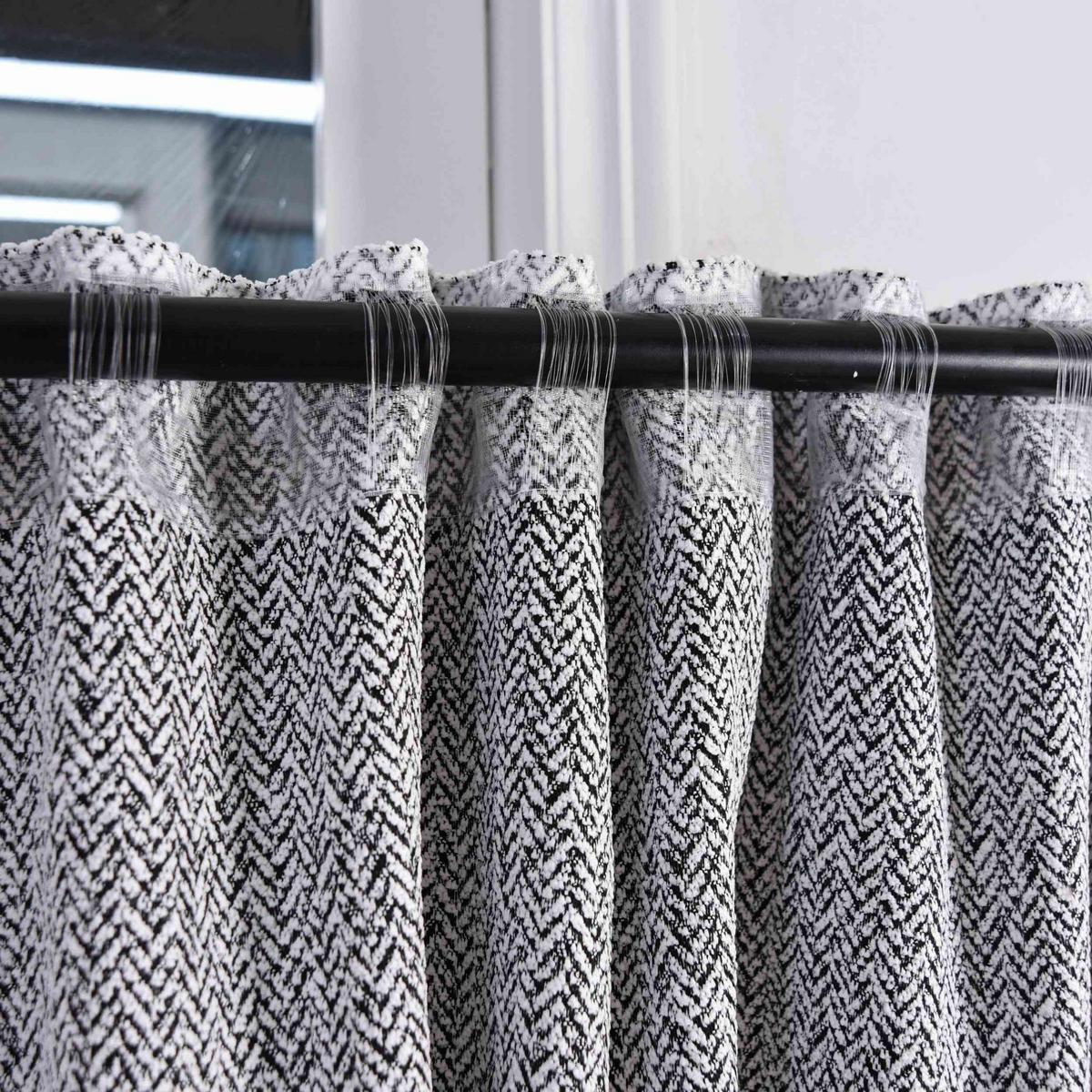 VORHANG 2ER SET MONTANA HxB 245x140 cm Weiß Schwarz - Weiß, Textil (140/245cm) - Gardinenbox