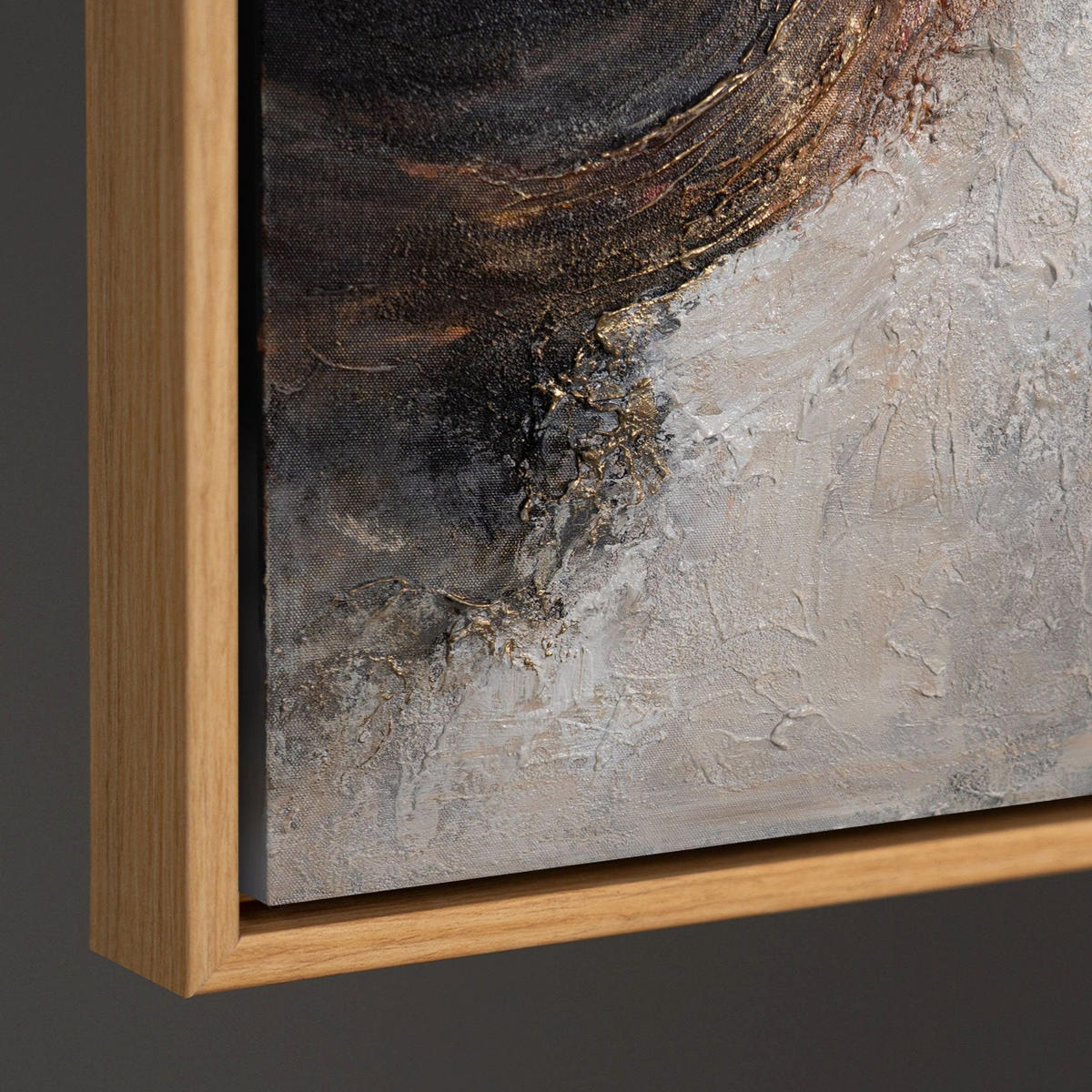 GEMÄLDE Element in Bewegung Schattenfugenrahmen Eichefarben 120x80 cm - Eichefarben, Holz (120/80cm) - YS-art gallery