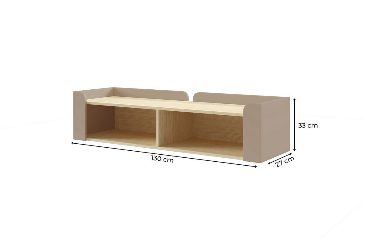 WANDREGAL SOVI 12 130 / 33 / 27 cm in Macadamia / Eiche Mavelie - Eichefarben/Beige, Holzwerkstoff (130/33/27cm) - Deine Möbel 24