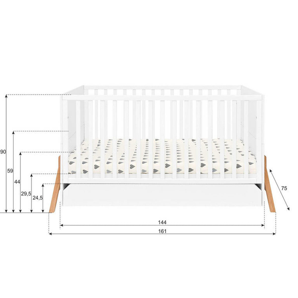 GITTERBETT 70/140 Weiß - Weiß, Holzwerkstoff (70/140cm) - Petits-meubles