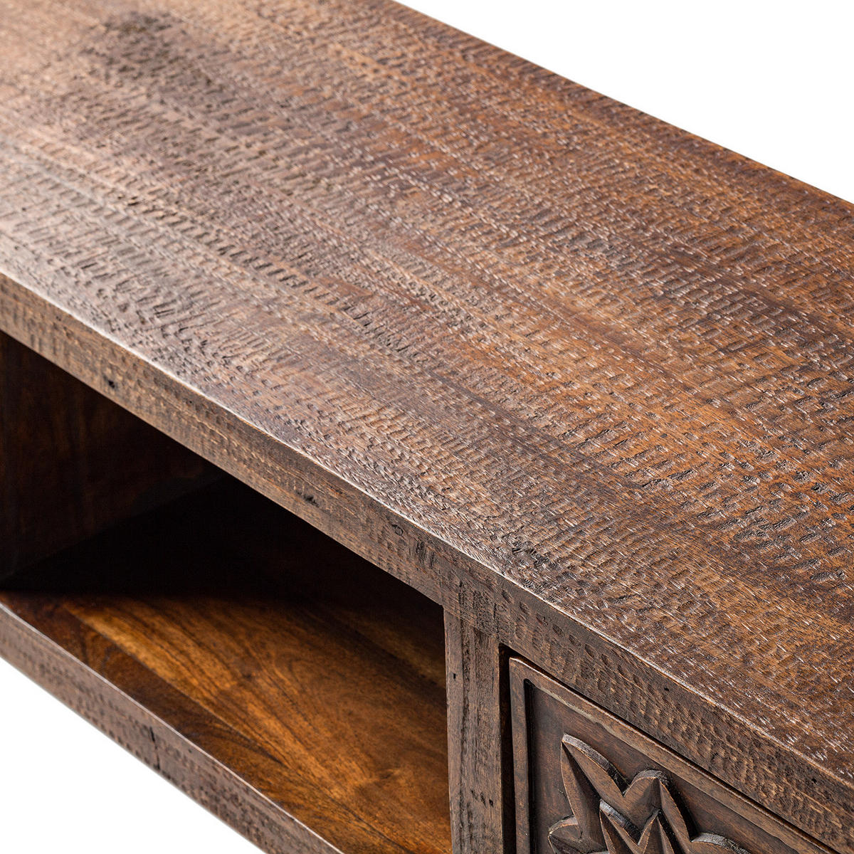 TV-LOWBOARD - Akazie massiv / Metall - Akazie / Schwarz - Akaziefarben, Holz/Metall (148/47/40cm) - home24