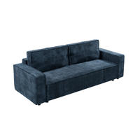 SCHLAFSOFA BRIK 3-Sitzer Cord Poso Meerblau - Schlaffunktion DL & Bettkasten - Dunkelblau, Textil (238/94/94cm) - Excellent Home