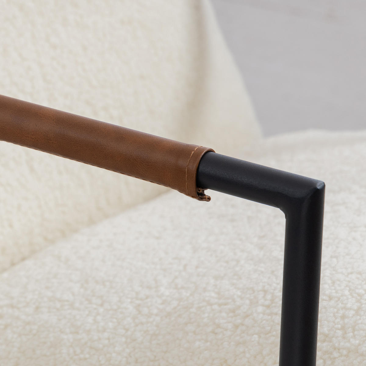 SESSEL DE-13326 breite Sitzfläche & Bouclé-Stoff Creme - Creme, Metall (77/80/91cm) - ComfortXL