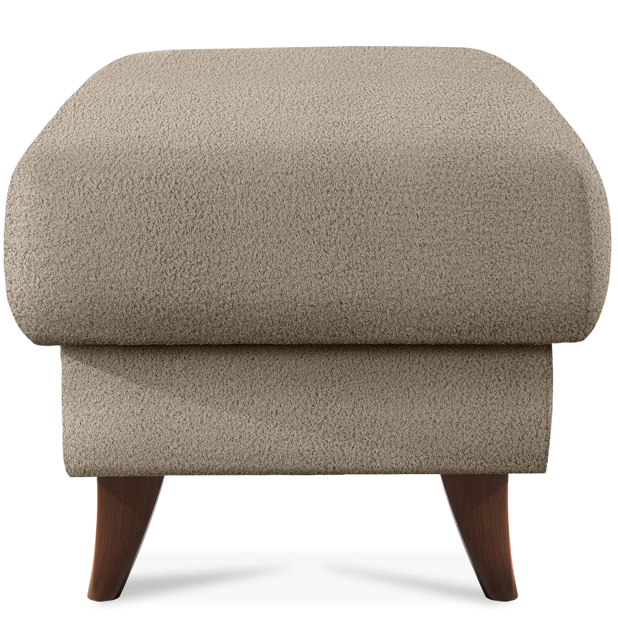 HOCKER GUSTAVO Fußstütze, Bouclé, Braun - Braun, Holz/Holzwerkstoff (53/49/53cm) - KONSIMO®