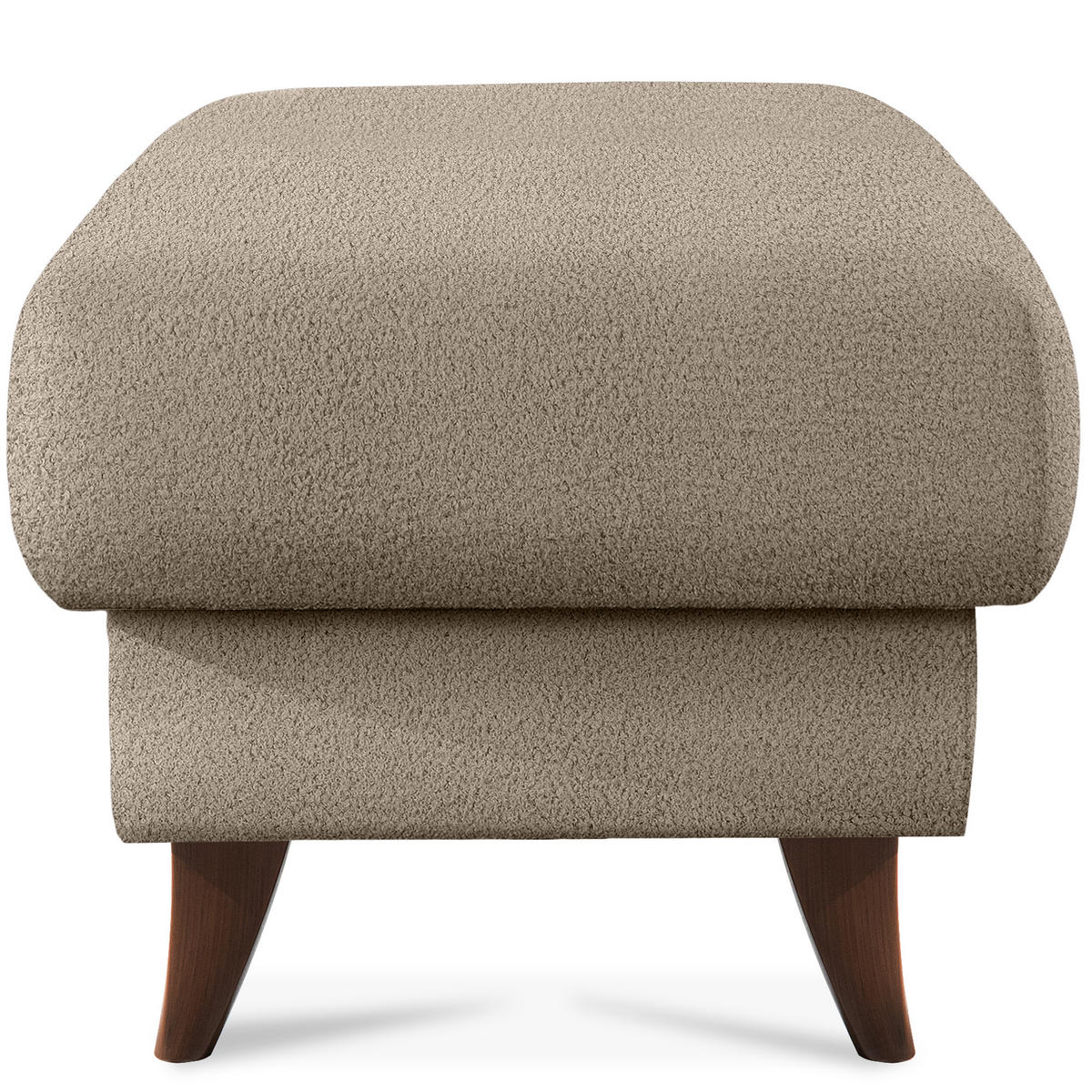HOCKER GUSTAVO Fußstütze, Bouclé, Braun - Braun, Holz/Holzwerkstoff (53/49/53cm) - KONSIMO®