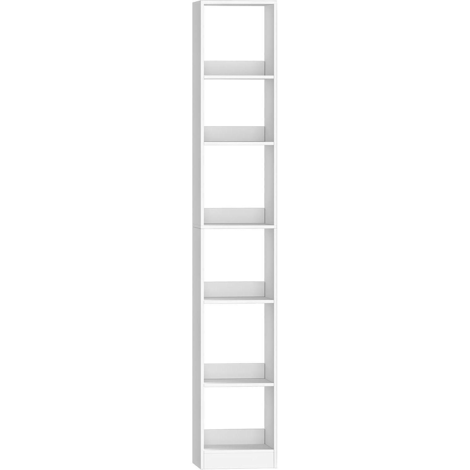 BÜCHERREGAL 6-stöckig Weiß 24 x 30 x 183 cm - Weiß, Holzwerkstoff (30/183/24cm)