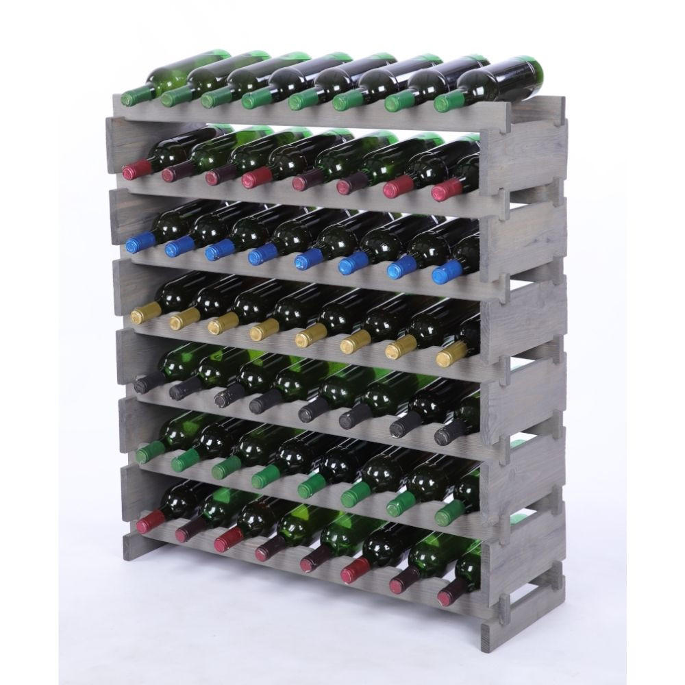 WEINREGAL VINOTECA FLEX PRO HxBxT 93x84x28cm 56 Flaschen auf 7 Ebenen Grau - Grau, Holz (84/93/28cm) - PROREGAL
