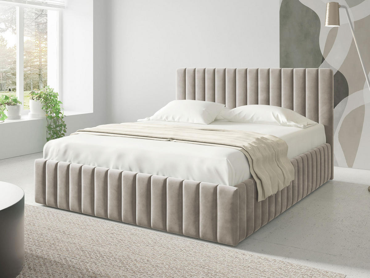 POLSTRBETT Lewezo - Naturfarben, Holzwerkstoff/Textil (180/200cm) - MIRJAN24