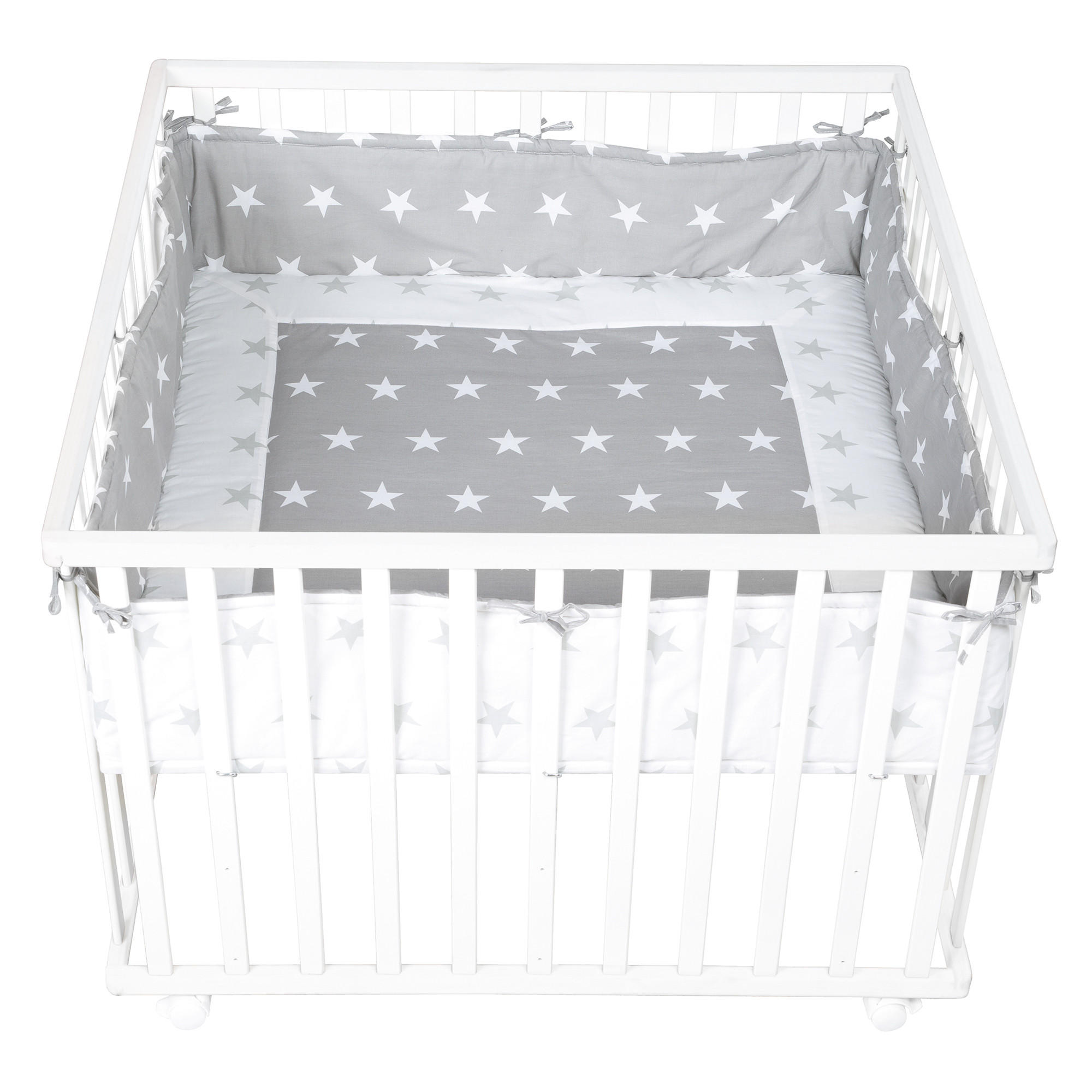 LAUFGITTEREINLAGE , Little Stars - Hellgrau, Textil (96/18/96cm) - Roba