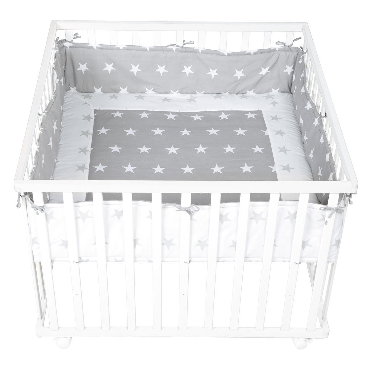 LAUFGITTEREINLAGE , Little Stars - Hellgrau, Textil (96/18/96cm) - Roba