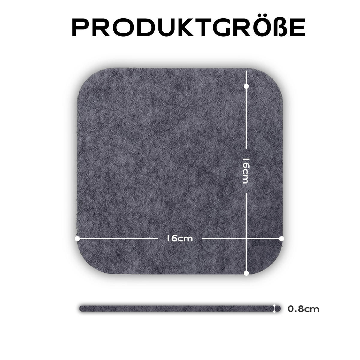 FILZUNTERSETZER Quadratische saugfähiger Filz schmutzabweisend grau 6er-Set - Grau, Textil (16/0.8/16cm) - Vercart