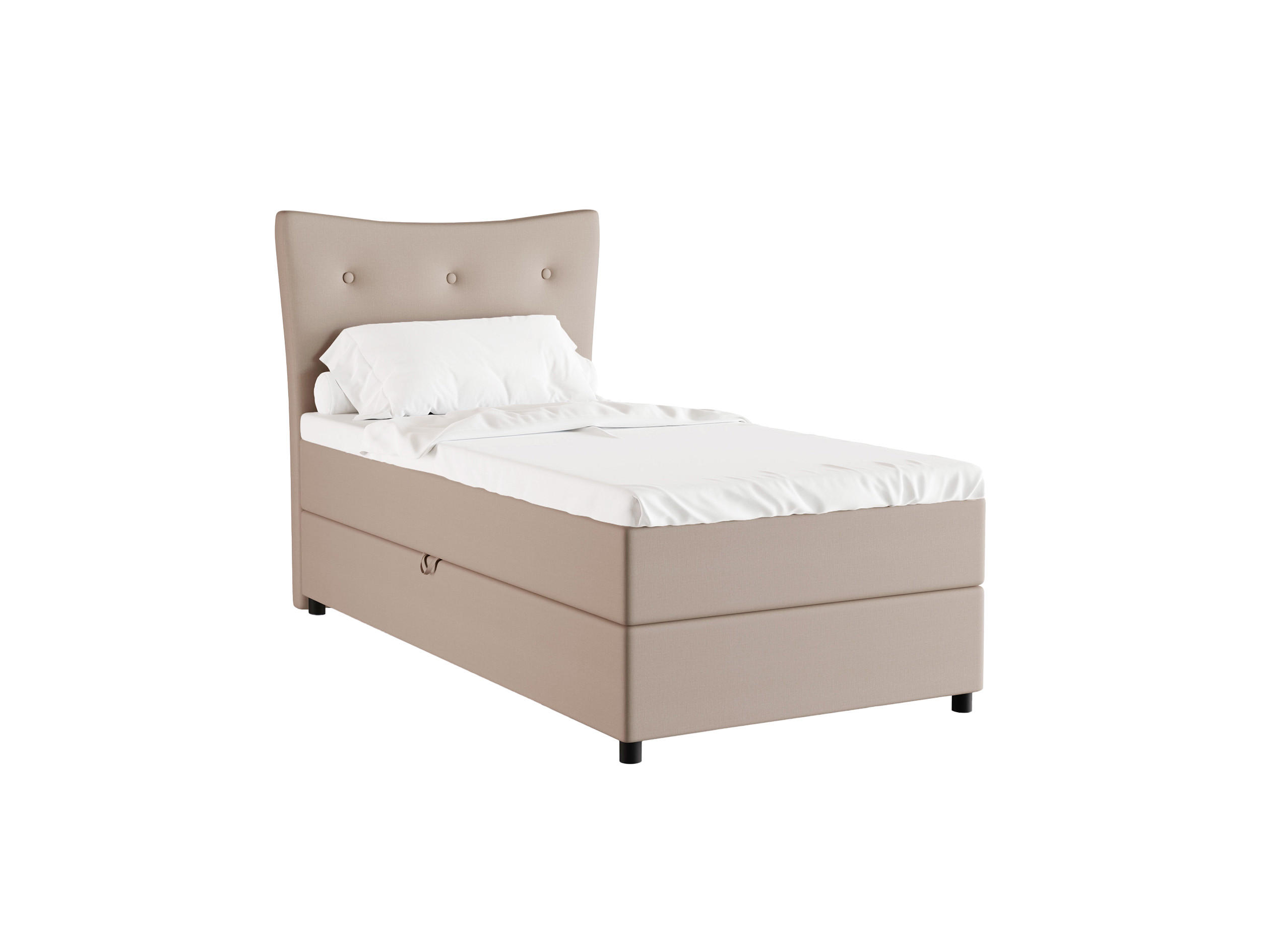 BOXBETT Nevada 100x200 cm Polsterbett mit hochwertiger Bonell-Matratze und Topper - cappuccino - Cappuccino, Holz (100/200cm) - Homesy